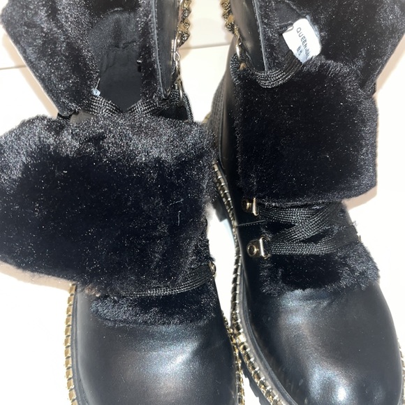 Black and Gold Studded Boots with Fur Details - Picture 5 of 5